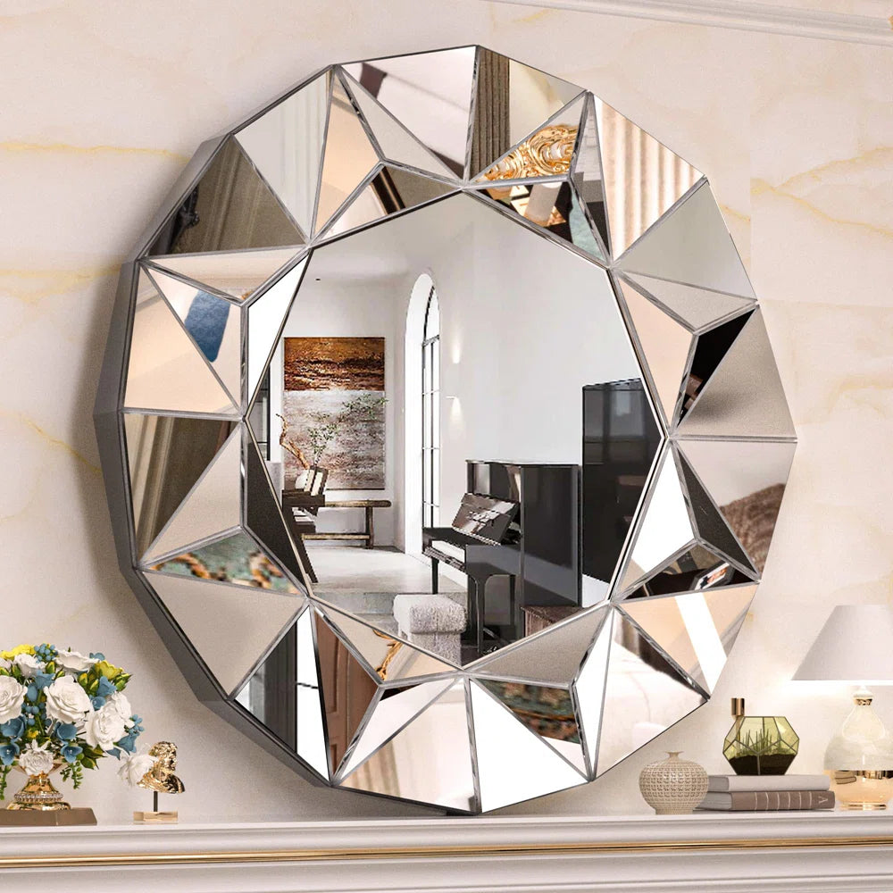 Lamarria Round Beveled Decor Silver Polished Mirror with 3-Year Warranty