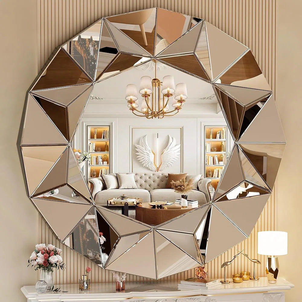 Lamarria Round Beveled Decor Silver Polished Mirror with 3-Year Warranty