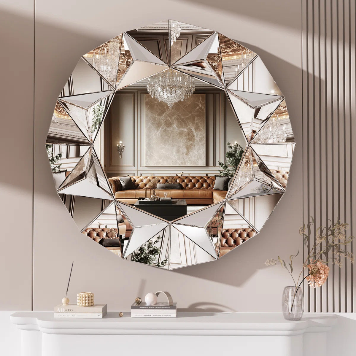 Lamarria Round Beveled Decor Silver Polished Mirror with 3-Year Warranty