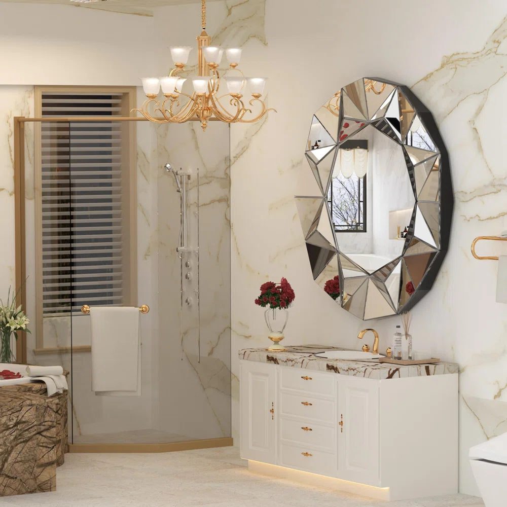 Lamarria Round Beveled Decor Silver Polished Mirror with 3-Year Warranty